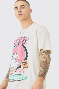 Oversized Sonic Knuckles Pizza License T-shirt | UK^boohooMAN Clearance