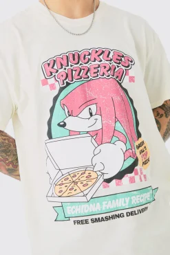 Oversized Sonic Knuckles Pizza License T-shirt | UK^boohooMAN Clearance