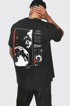 Oversized Space Back Print T-shirt | UK^boohooMAN Online