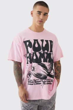 Oversized Space Puff Print Wash T-shirt | UK^boohooMAN Best