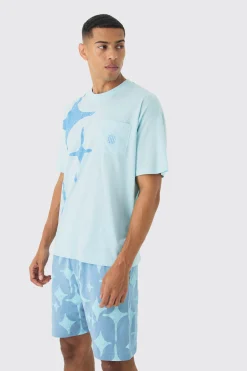boohooMAN Oversized Star Graphic Short Lounge Set | UK| Loungewear|Sets & Co-Ords