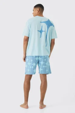 boohooMAN Oversized Star Graphic Short Lounge Set | UK| Loungewear|Sets & Co-Ords
