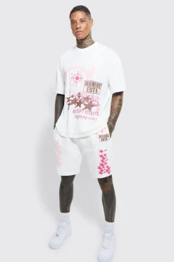 boohooMAN Oversized Star Graphic T-shirt & Short Set | UK| Sets & Co-Ords|Tracksuits