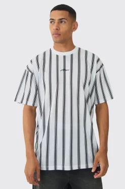 Oversized Stripe Man Signature T-shirt | UK^boohooMAN Hot