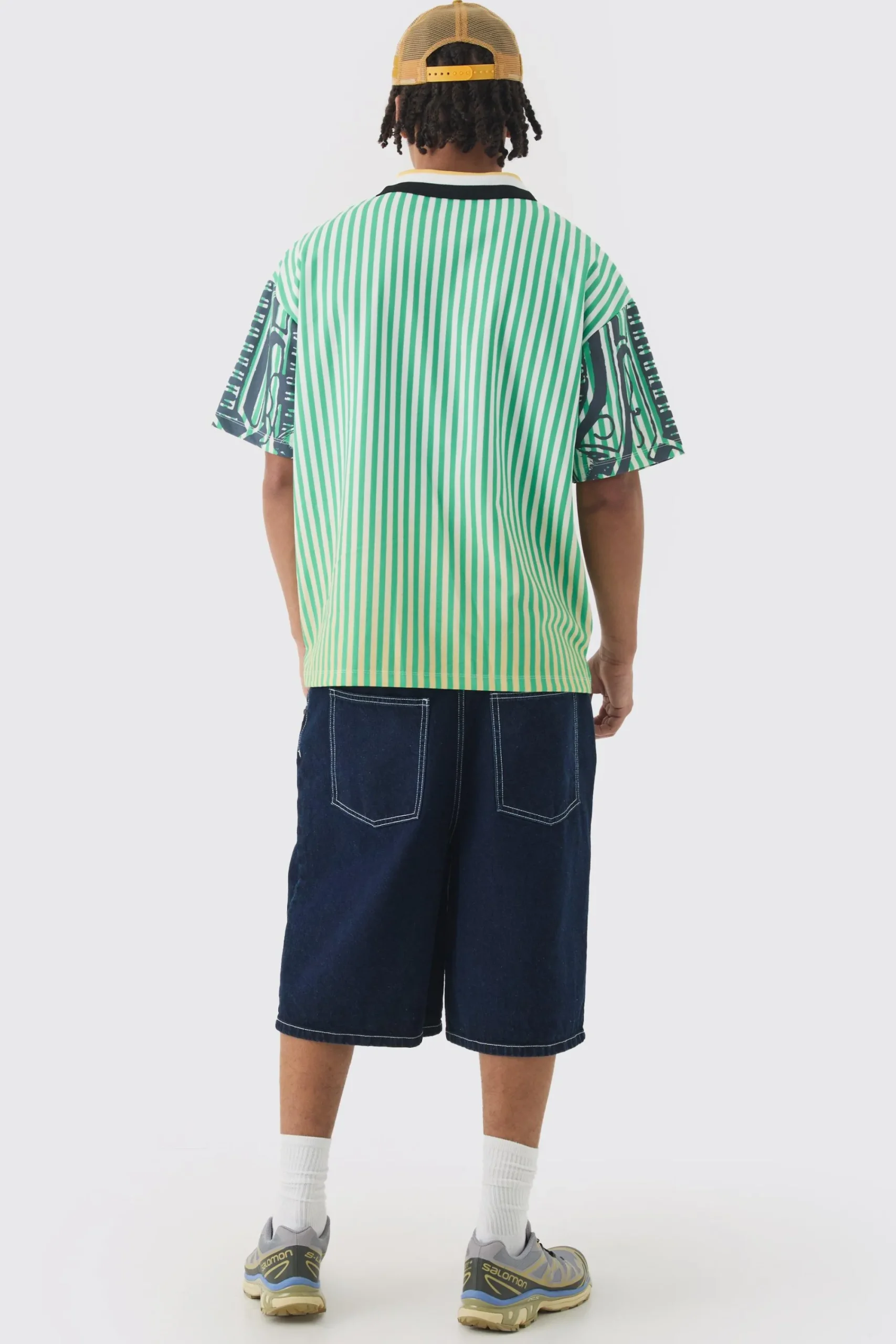 Oversized Striped Applique Football T-shirt | UK^boohooMAN New