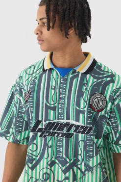 Oversized Striped Applique Football T-shirt | UK^boohooMAN New