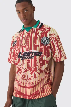 Oversized Striped Applique Football T-shirt | UK^boohooMAN Sale