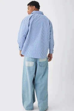 Oversized Striped Long Sleeve Shirt In | UK^boohooMAN Discount