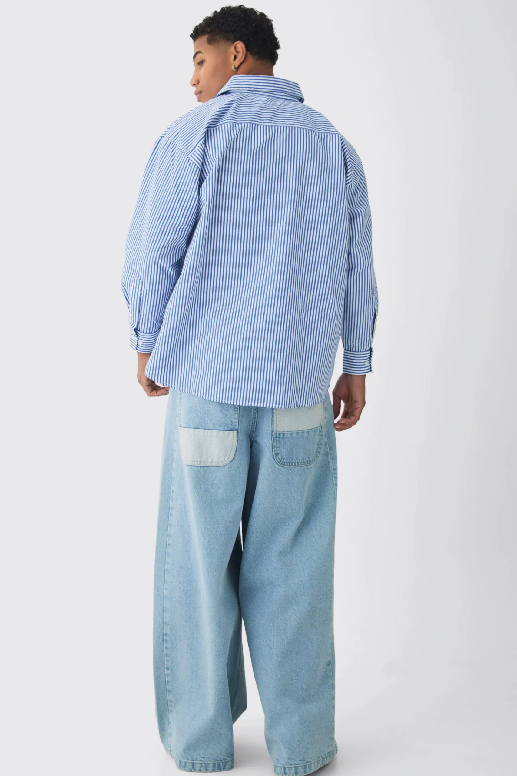 Oversized Striped Long Sleeve Shirt In | UK^boohooMAN Discount