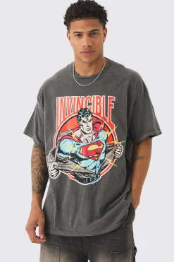 Oversized Superman Wash License T-shirt | UK^boohooMAN Best