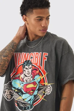 Oversized Superman Wash License T-shirt | UK^boohooMAN Best