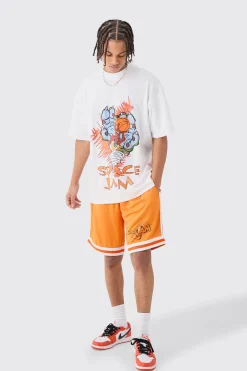 boohooMAN Oversized Taz Space Jam License T-shirt And Mesh Short Set | UK| Sets & Co-Ords|Tracksuits