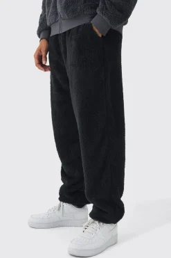 boohooMAN Oversized Teddy Borg Cuffed Joggers | UK| Trousers|Joggers