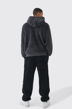 boohooMAN Oversized Teddy Borg Cuffed Joggers | UK| Trousers|Joggers