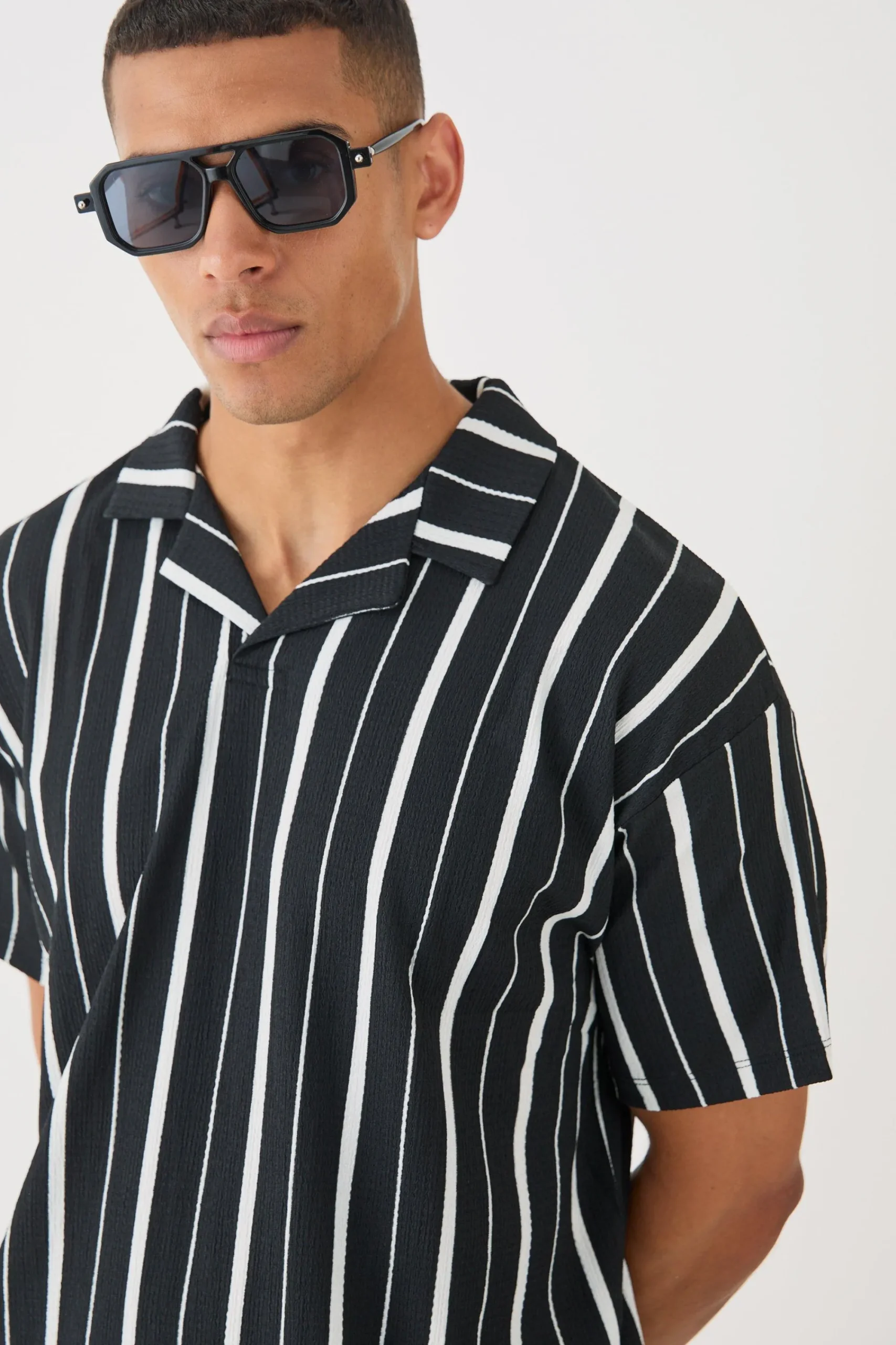 Oversized Texture Revere Polo | UK^boohooMAN