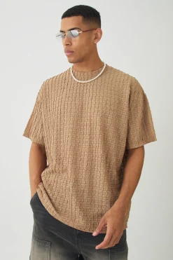 Oversized Textured Jacquard T-shirt | UK^boohooMAN Discount