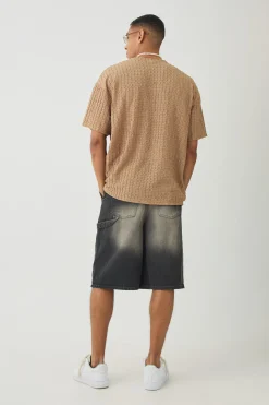 Oversized Textured Jacquard T-shirt | UK^boohooMAN Discount