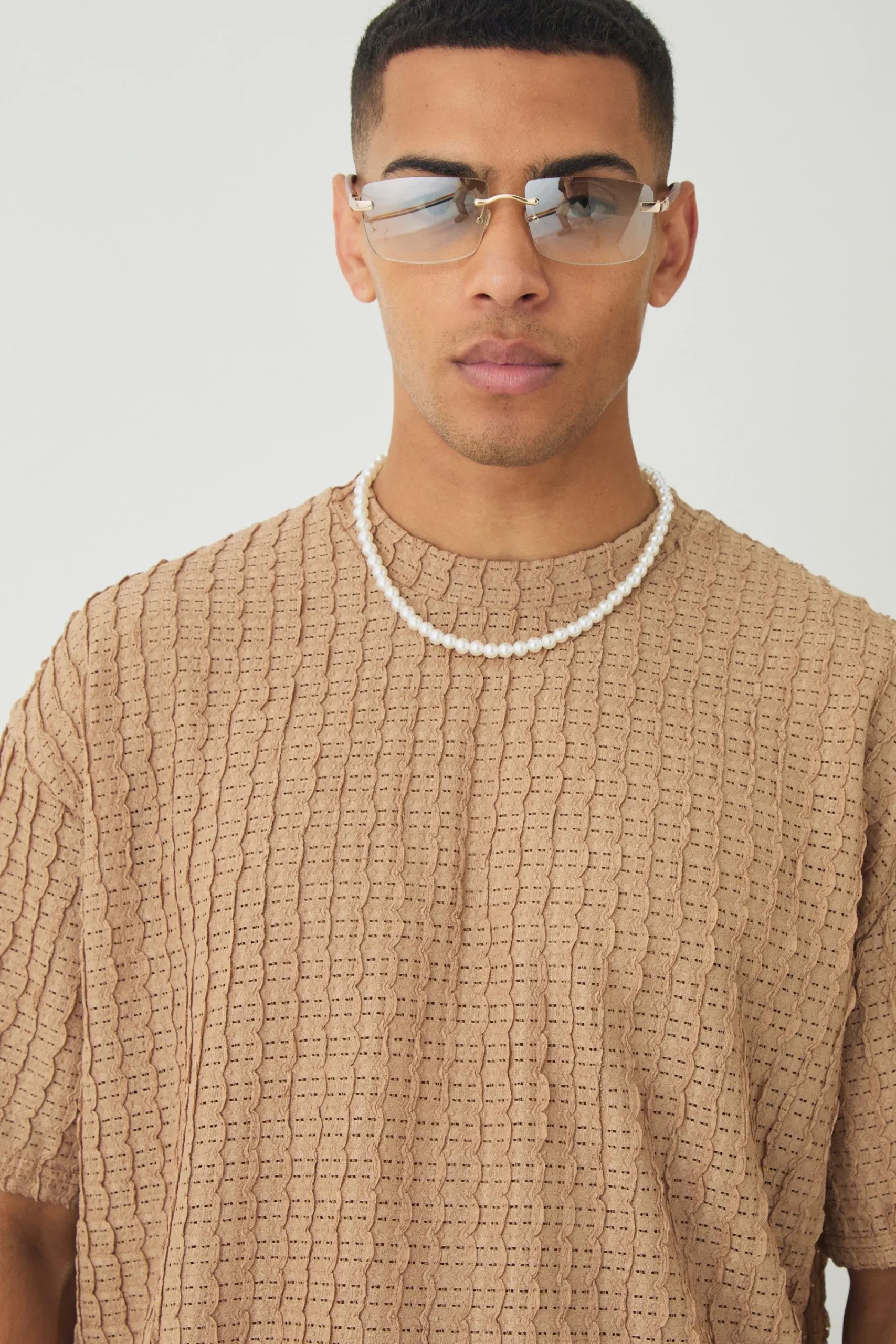 Oversized Textured Jacquard T-shirt | UK^boohooMAN Discount
