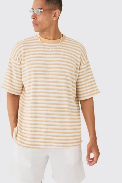 Oversized Textured Stripe T-shirt | UK^boohooMAN Discount