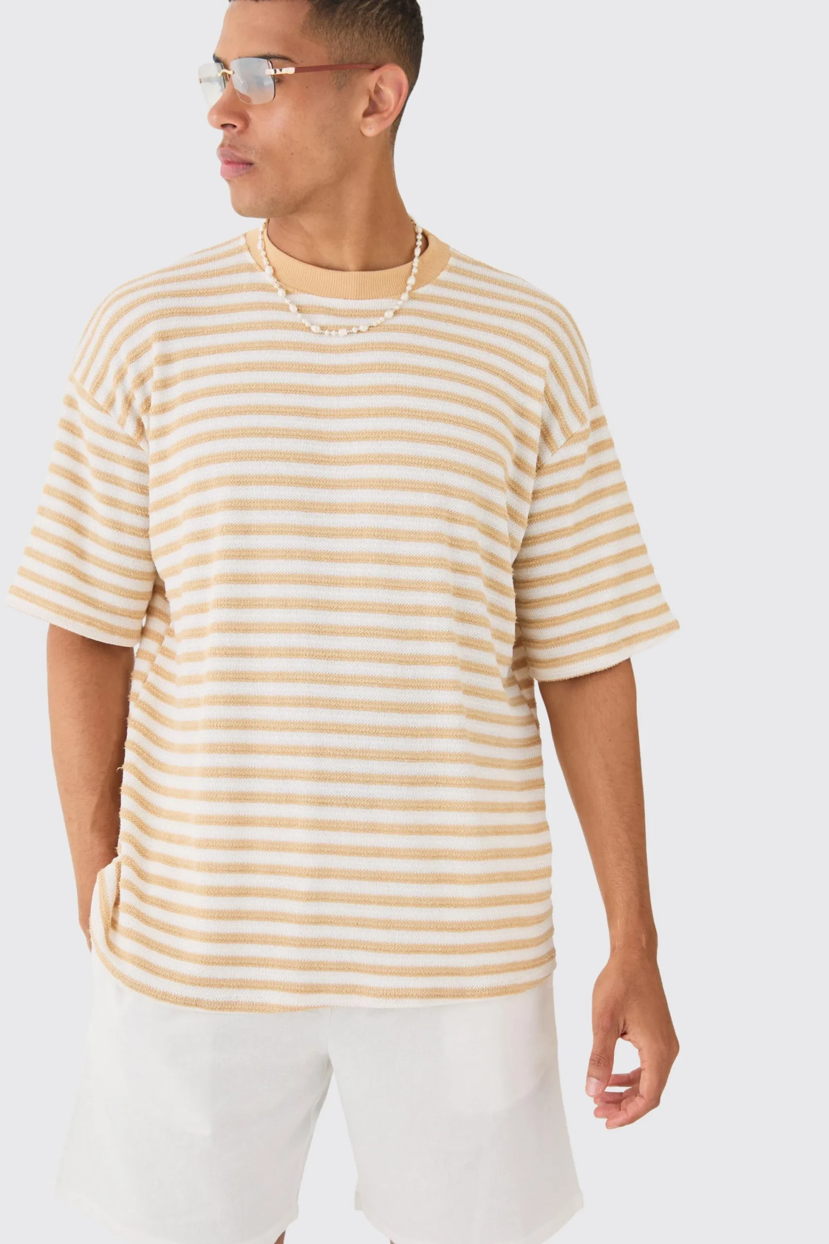 Oversized Textured Stripe T-shirt | UK^boohooMAN Discount
