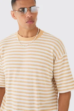 Oversized Textured Stripe T-shirt | UK^boohooMAN Discount