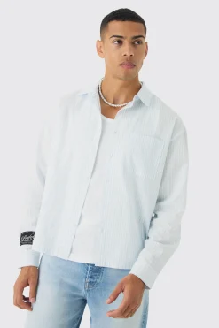 boohooMAN Oversized Textured Stripe Long Sleeve Boxy Shirt | UK| Shirts