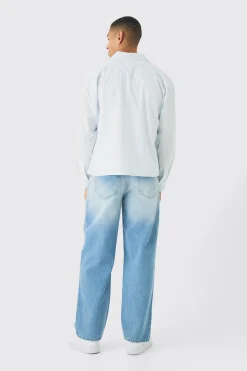 boohooMAN Oversized Textured Stripe Long Sleeve Boxy Shirt | UK| Shirts