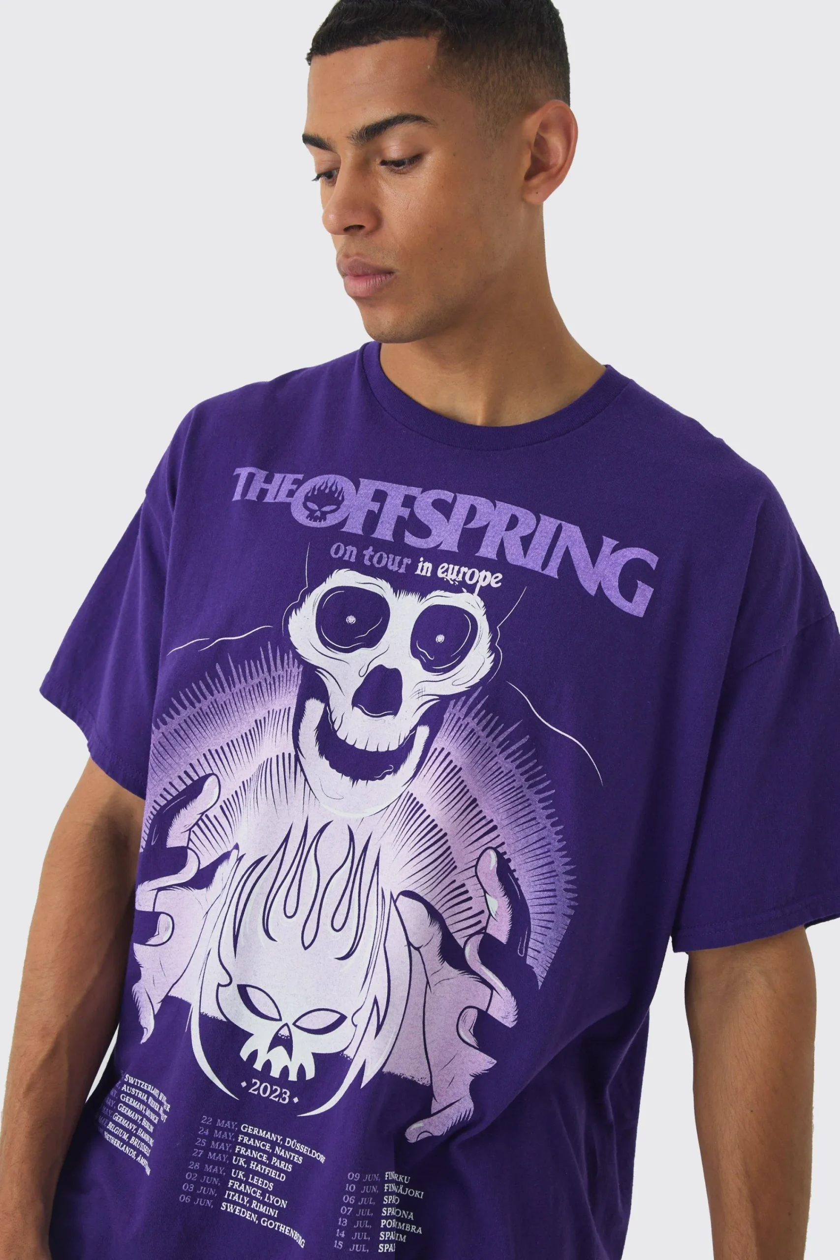 Oversized The Offspring Band License Wash Print T-Shirt | UK^boohooMAN Online