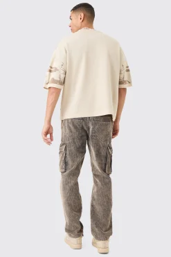 Oversized Tonal Scenic Drawing Knitted T-shirt | UK^boohooMAN Outlet
