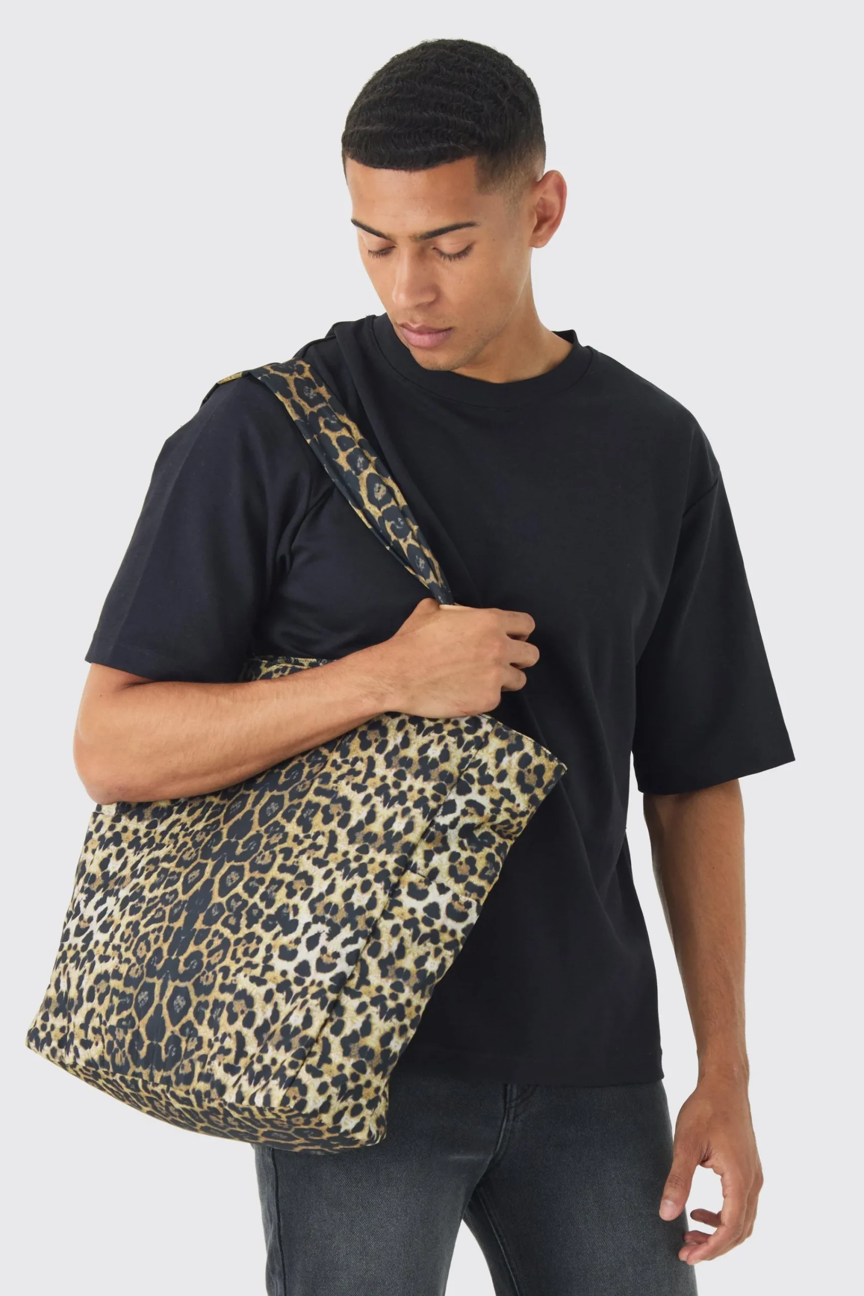 boohooMAN Oversized Tote Bag In Leopard Print | UK| Bags & Wallets