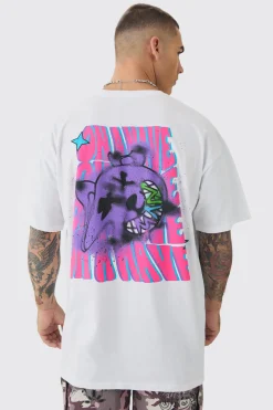 Oversized Trippy Bear Print T-shirt | UK^boohooMAN Online
