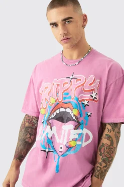 Oversized Trippy Lip Graphic T-shirt | UK^boohooMAN Outlet