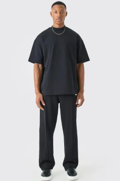 boohooMAN Oversized T-shirt & Relaxed Jogger Interlock Set | UK| Sets & Co-Ords