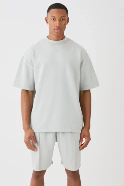 boohooMAN Oversized T-shirt & Short Interlock Set | UK| Sets & Co-Ords|Tracksuits