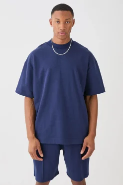 boohooMAN Oversized T-shirt & Short Interlock Set | UK| Sets & Co-Ords|Tracksuits