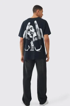 Oversized Tupac License Print T-Shirt | UK^boohooMAN Clearance