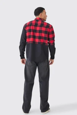 boohooMAN Oversized Twill Spliced Check Overshirt | UK| Shirts