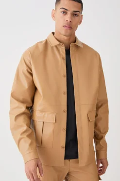 boohooMAN Oversized Utility Long Sleeve Pu Shirt | UK| Sets & Co-Ords