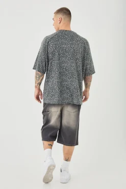 Oversized V Neck Leopard Print Raglan T-shirt | UK^boohooMAN Clearance