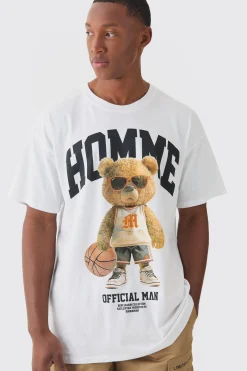 Oversized Varsity Teddy Graphic T-shirt | UK^boohooMAN Clearance