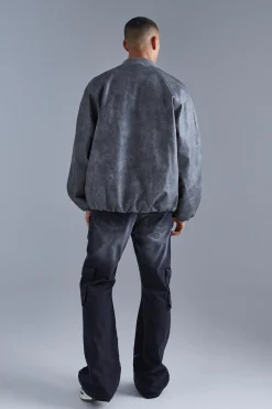 boohooMAN Oversized Vintage Cracked Pu Raglan Bomber | UK| Coats & Jackets