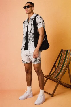 boohooMAN Oversized Viscose Abstract Cargo Shirt And Short | UK| Sets & Co-Ords