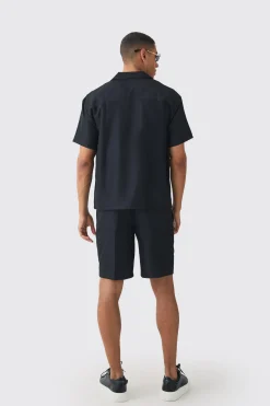 boohooMAN Oversized V-neck Soft Twill Shirt & Short Set | UK| Sets & Co-Ords