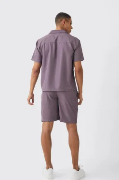 boohooMAN Oversized V-neck Soft Twill Shirt & Short Set | UK| Sets & Co-Ords