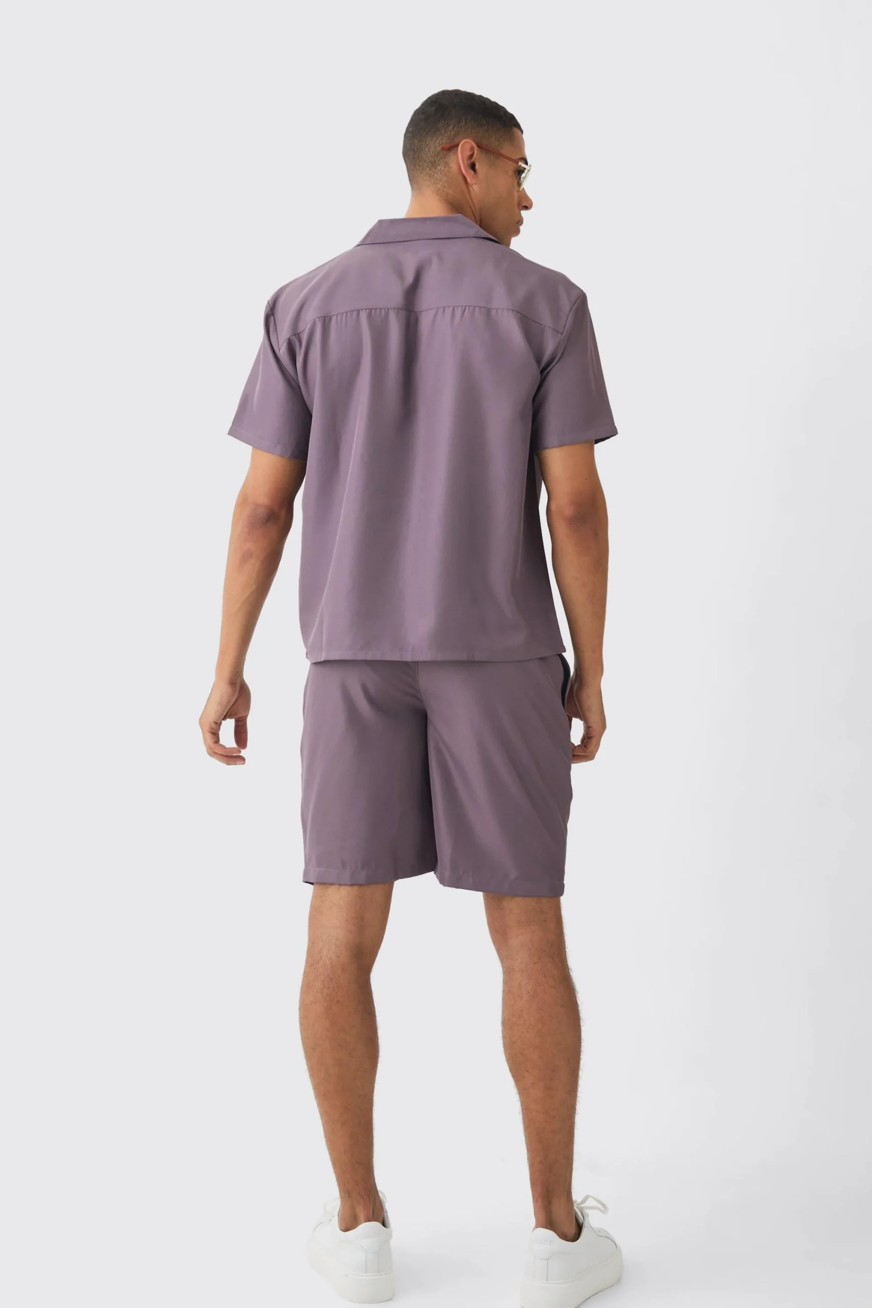 boohooMAN Oversized V-neck Soft Twill Shirt & Short Set | UK| Sets & Co-Ords