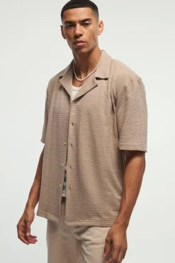 boohooMAN Oversized Waffle Jersey Shirt | UK| Shirts