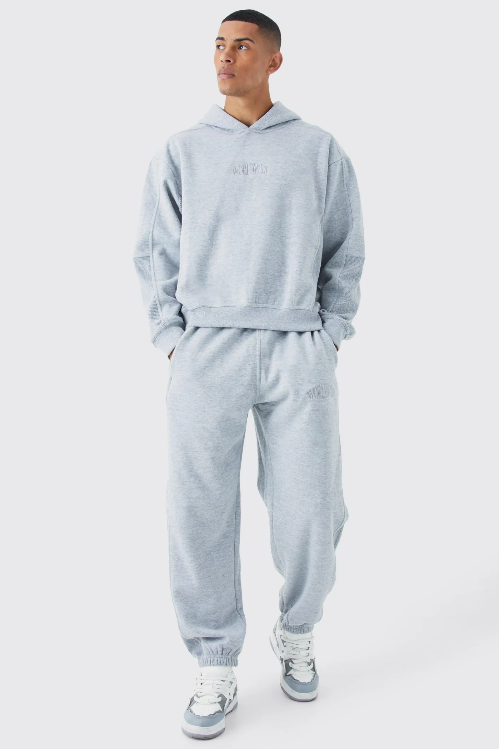 boohooMAN Oversized Waffle Panel Hooded Tracksuit | UK| Tracksuits