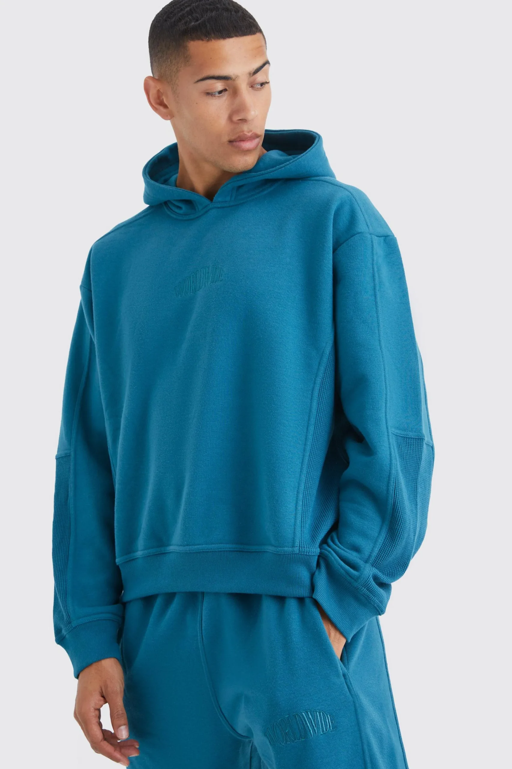 boohooMAN Oversized Waffle Panel Hooded Tracksuit | UK| Tracksuits