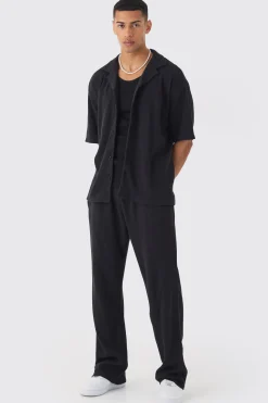 boohooMAN Oversized Waffle Shirt & Relaxed Jogger Set | UK| Sets & Co-Ords