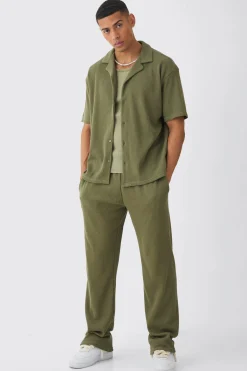 boohooMAN Oversized Waffle Shirt & Relaxed Jogger Set | UK| Sets & Co-Ords